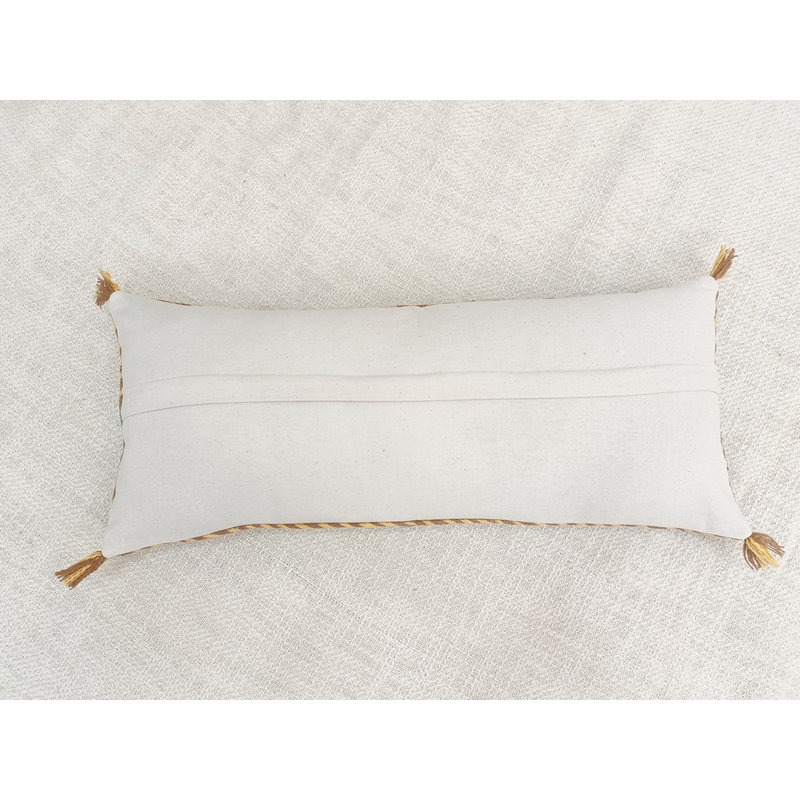 Dusky Green Embroidered Linen Lumbar Pillow Cover