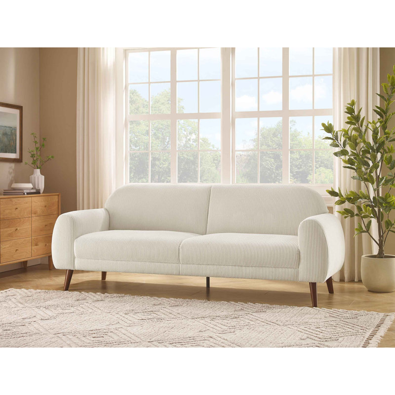 Iris 222Cm Round Arms Sofa, Cream Corduroy