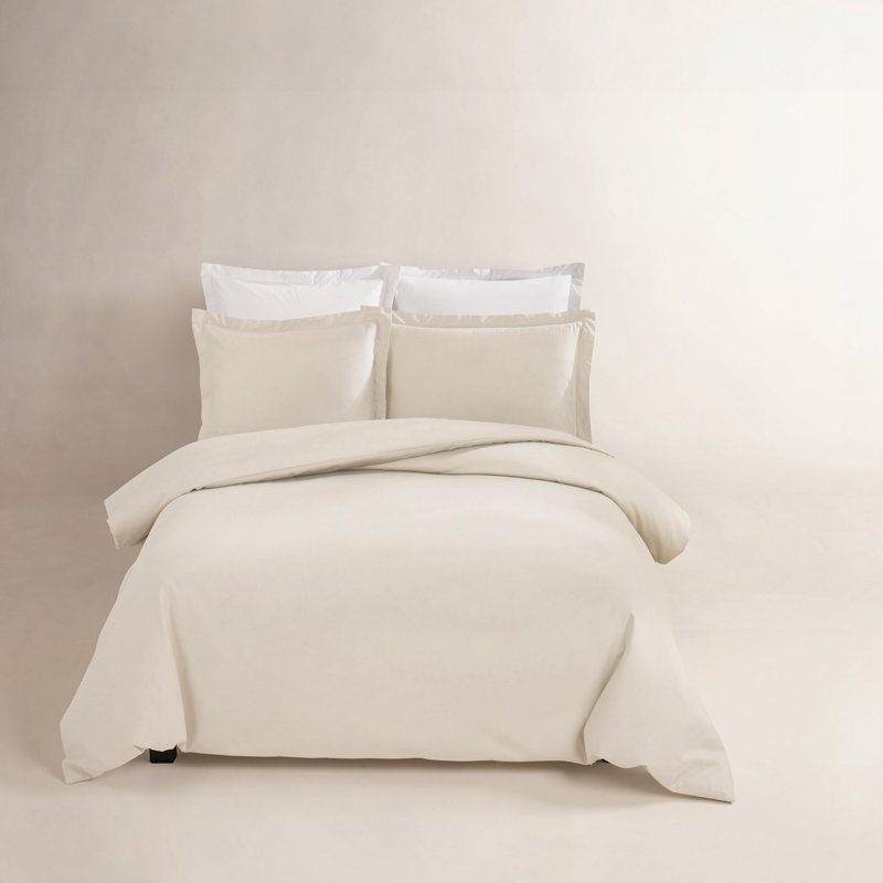 Austri Sateen Duvet Cover, Ivory, King Duvet Cover + 2 King Shams