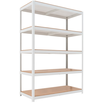 48.1"W Extra Deep 5-Tier Heavy Duty Storage Rack for Commercial & Industrial, White, 1Pack