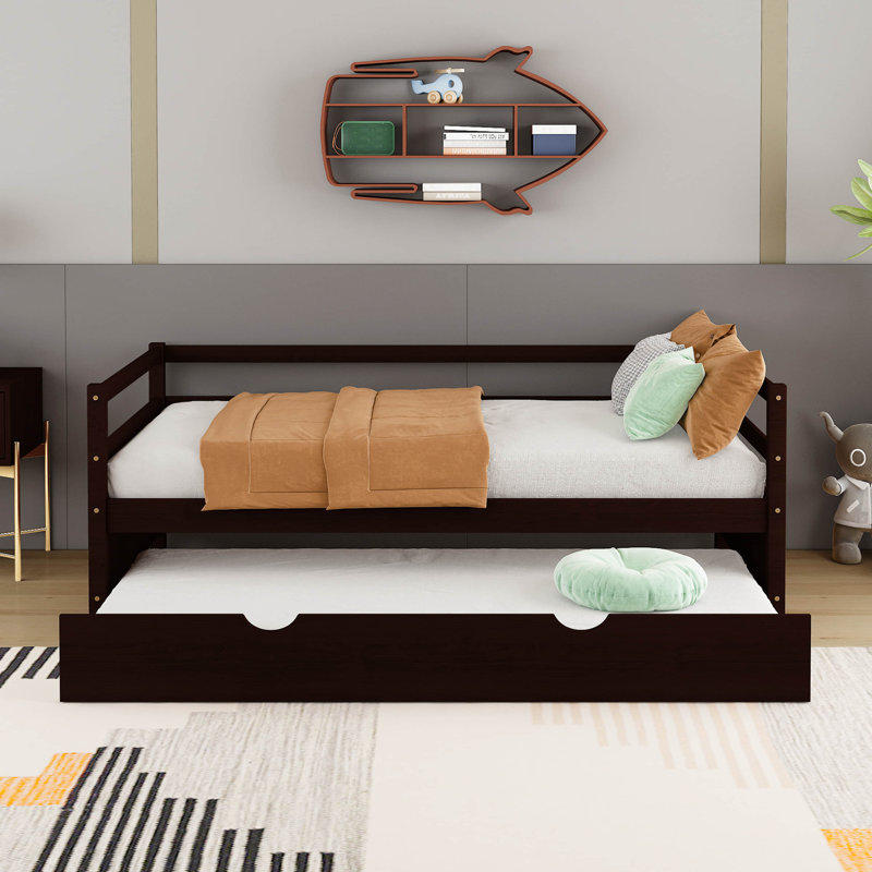 Twin Platform Bed With Trundle, Espresso