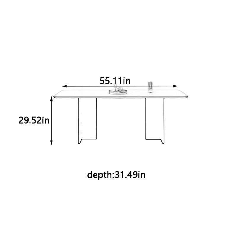 Simple and durable rectangular dining table, 29.52" H x 55.11" L x 31.49" W