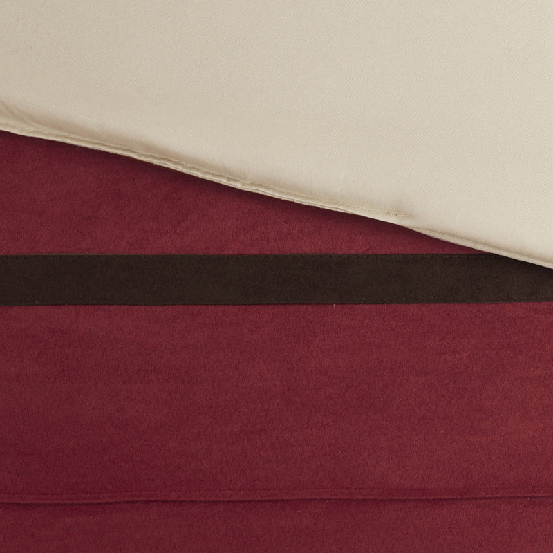 Édredon rouge très grand - 3 pièces de coussin décoratif en faux suède, jupe de lit 7 pièces