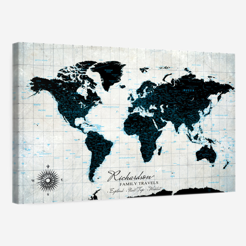 Carte du monde personnalisée, H 24 po x l 36 po, Oui