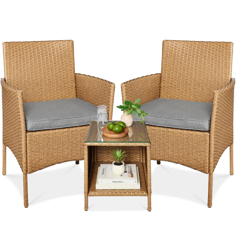 Patio Bistro Set, Cement Gray, Beige