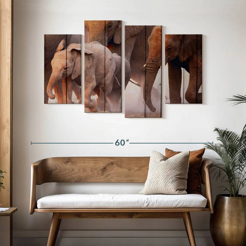 Éléphant Brampt sur la texture du bois