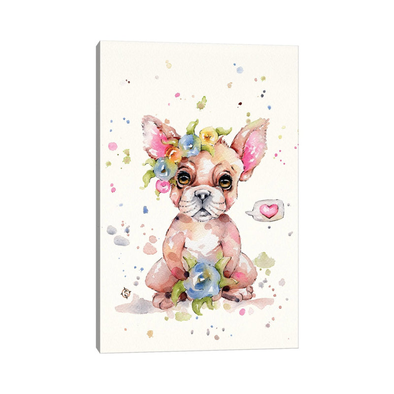 Sweet Frenchie by Sillier Than Sally - Wrapped Canvas Print, 66.04 cm H x 45.72 cm W