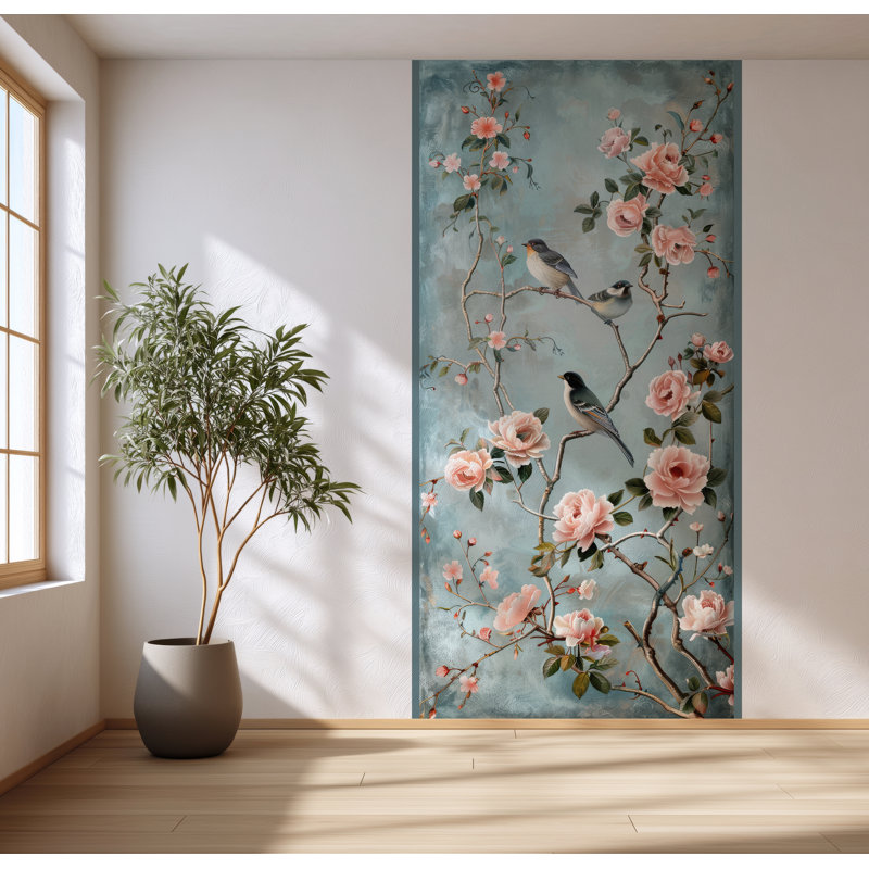 Décalcomanie amovible botanique, art floral rétro, H 108 po x l 52 po