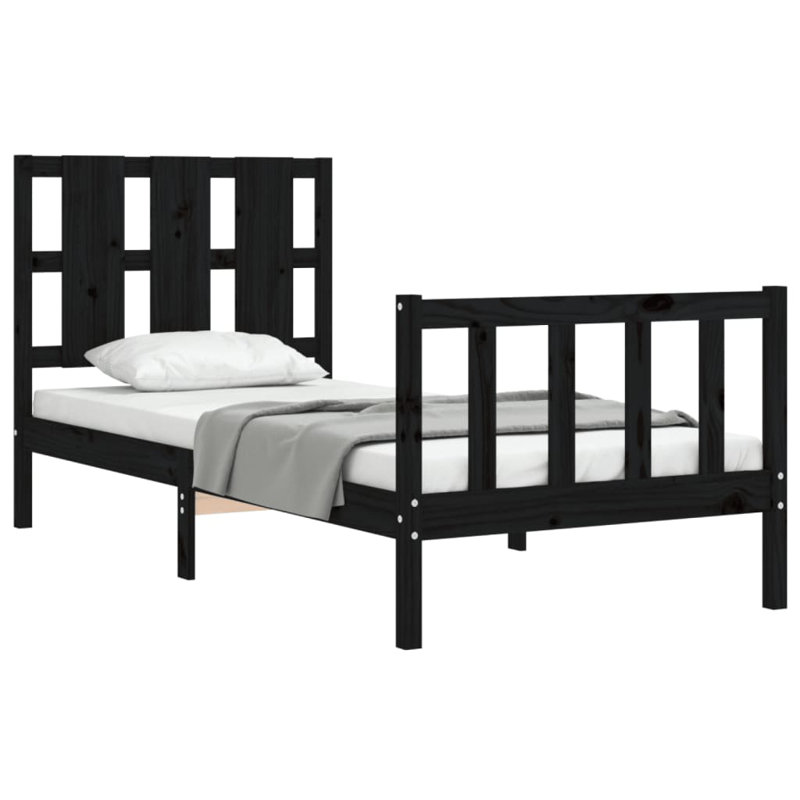 Bed Frame with Headboard, Small Single (2'6), Black