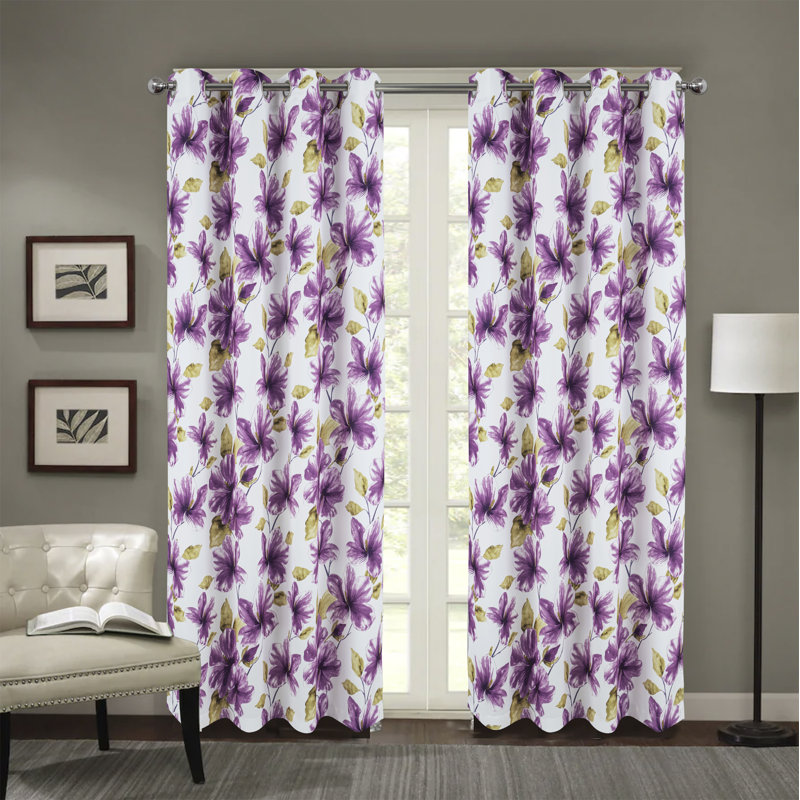 Rideau obscurcissant April Flowers, Lilas