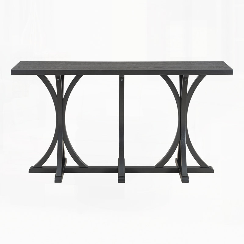 59.8'' Wooden Console Table With Wood Legs, Black