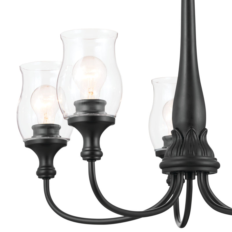 5 - Light Dimmable Classic / Traditional Chandelier, Black