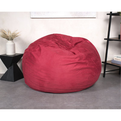 Fauteuil à billes en mousse déchiquetée de 5 pieds de haut, housse amovible rouge, spacieuse et confortable pour la chambre à coucher et la lecture, sac de l 56 po x P 42 po, rembourrage, microsuède, idéal pour lire, 56 42