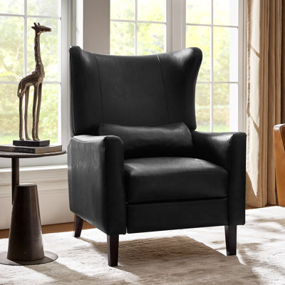 Alexis Transitional Faux Leather Manual Recliner with Wingback Design