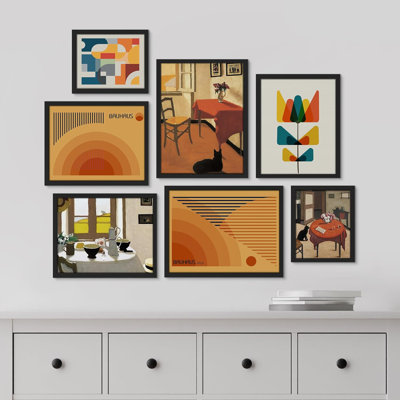 " Collage Mid-Century Abstract Shapes " 7 - Pieces