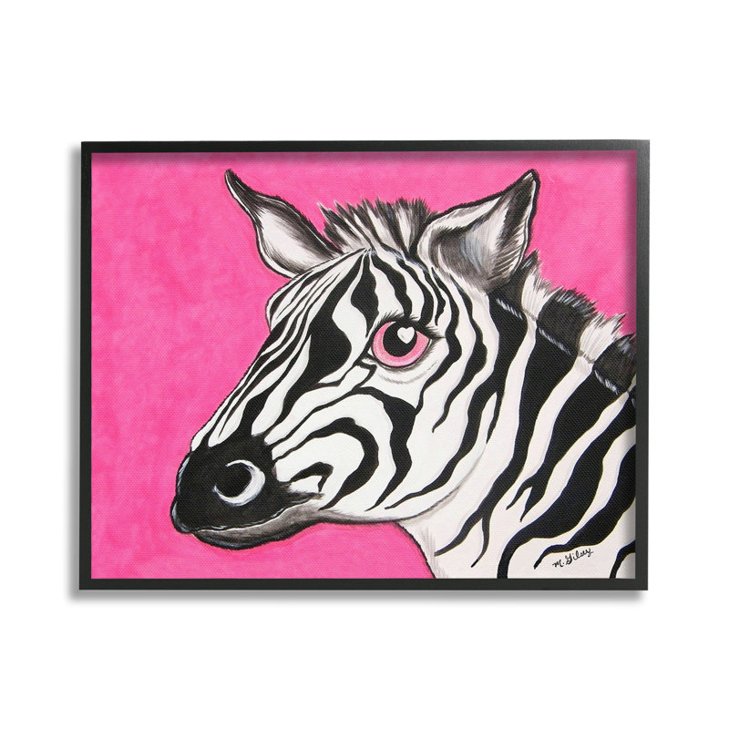 Zebra with Heart Eyes Framed Giclee Art by Michelle Gilsey, Midnight Black Framed Giclee, 24" H x 30" W