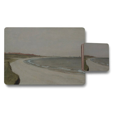 Beach Landscape Placemat And Coaster Set With Seaside Art