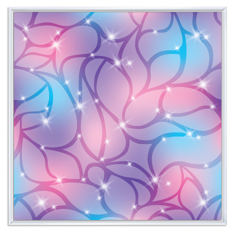 Violet et mauve abstrait avec étincelles - Impression sur toile, H 30 po x l 30 po x P 1 po, Cadre flottant blanc