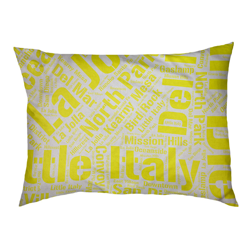 Coussin de chien « districts », Grand (l 40 po x P 30 po x H 14 po), Jaune, San Diego