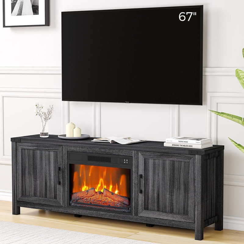 Meuble télé électrique pour téléviseur de 67 po ou moins avec foyer à insert de couleur réglable de 23 po