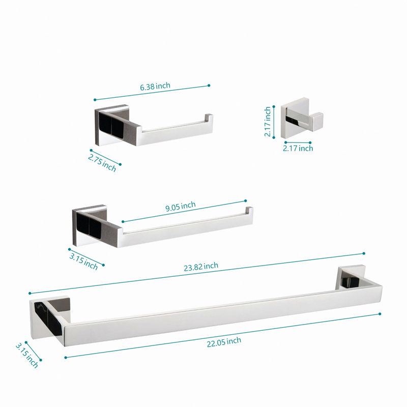 4 - Piece Bathroom Hardware Set, Chrome