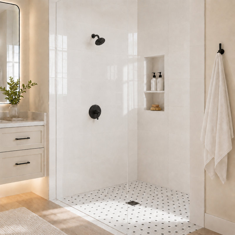 Pomme de douche fixe 6 jets 5 po Nova, Noir mat