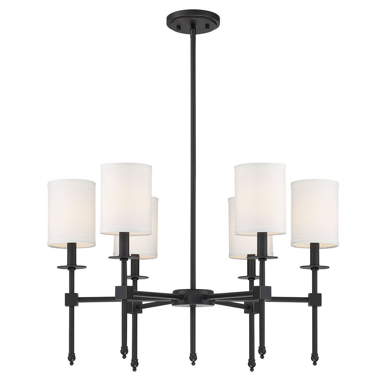 Lustre classique 6 lumières à abat-jour Tatianna, Bronze classique