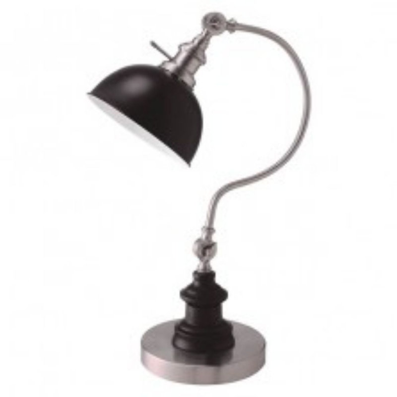 Lampe de bureau avec prise 22 po Rey, Argent