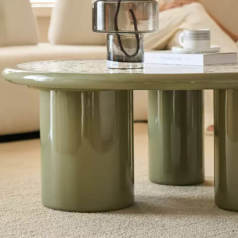 Table basse moderne avec plateau Terrazzo, H 15,15 po x L 35,43 po x l 35,43 po