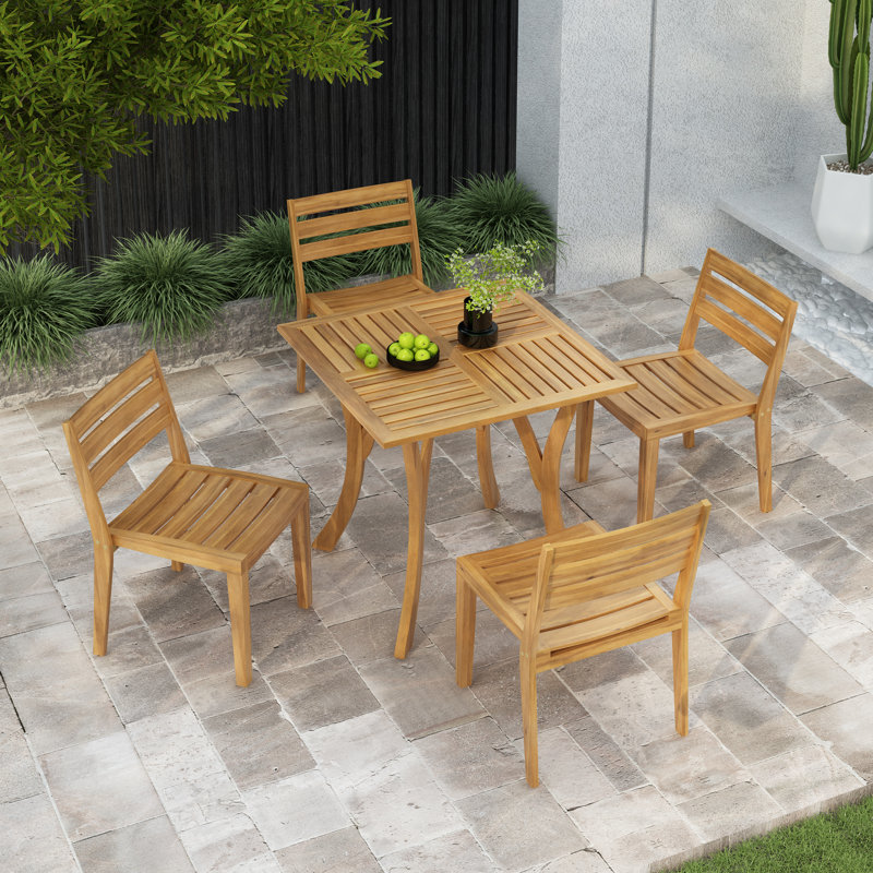 Sapkal Outdoor 5-Piece Acacia Wood Dining Set