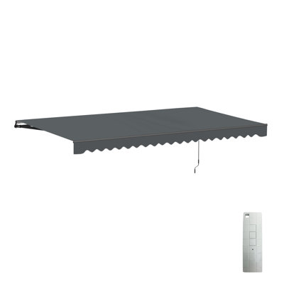 Motorized Retractable Patio Awning- Black Frame