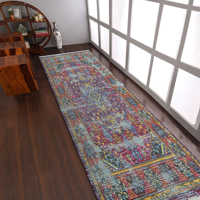 Beier Machine Made Polyester Area Rugs - Runner, Multicolor, Oriental Design, Low Pile Machine Made Area Rugs for Living Room, Bed Room