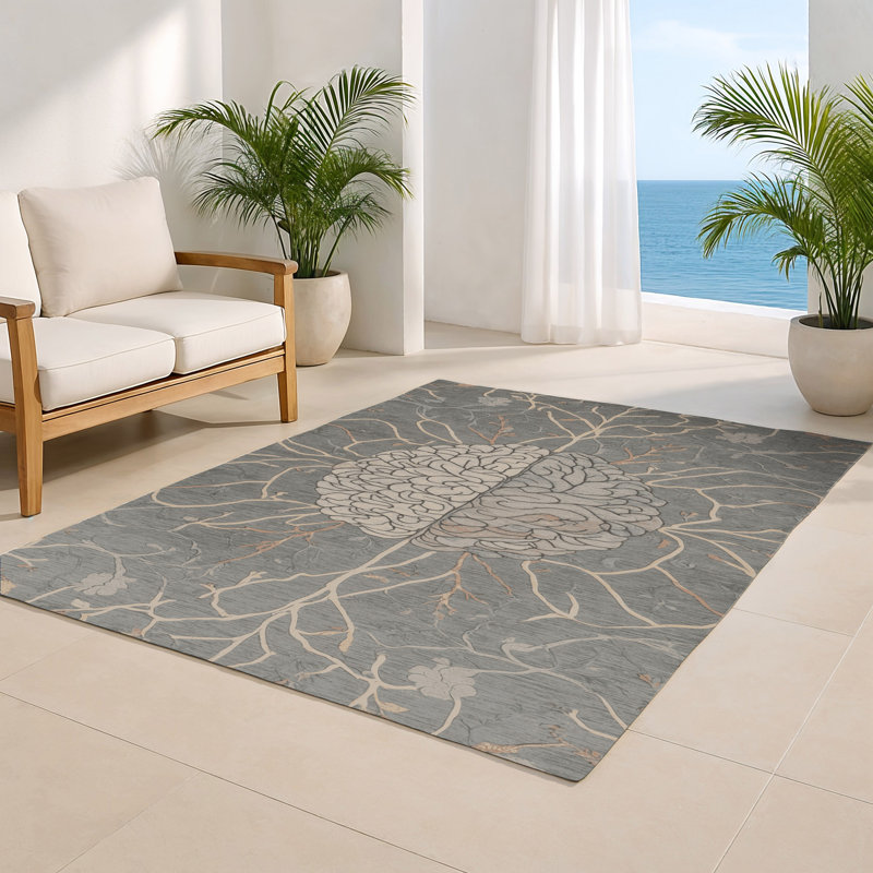 Tapis intérieur et extérieur gris Nature, Rectangulaire 3 pi x 5 pi