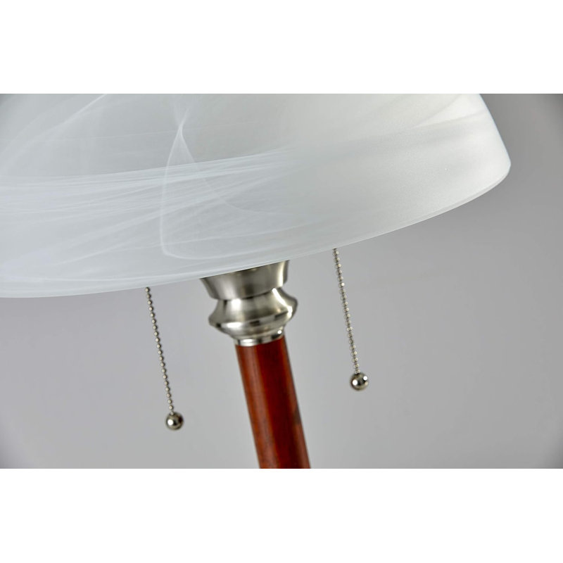 Lexington Walnut and Satin Steel Table Lamp with Frosted Glass Shade