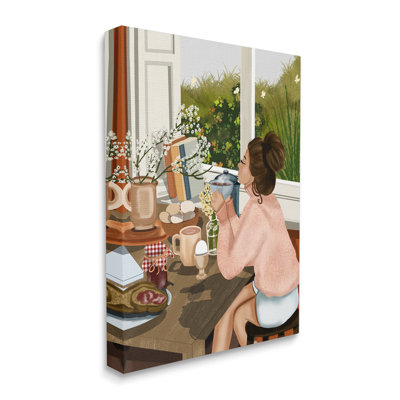 Fille avec petit déjeuner douillet sur toile par Saba Rauf