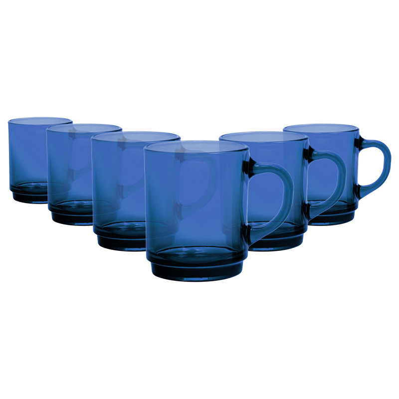 Duralex Versailles Glass Coffee Mugs - 260ml - Marine, Sapphire