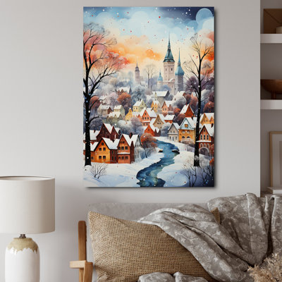 Winter Village In 1950, reproduction d'art sur toile