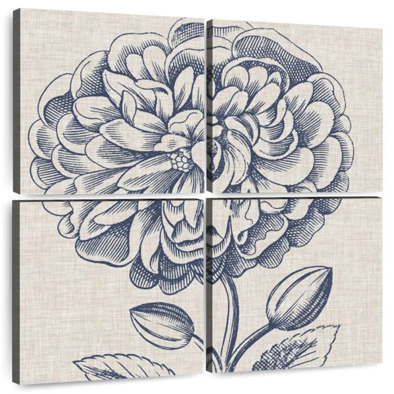 Indigo floral sur lin III