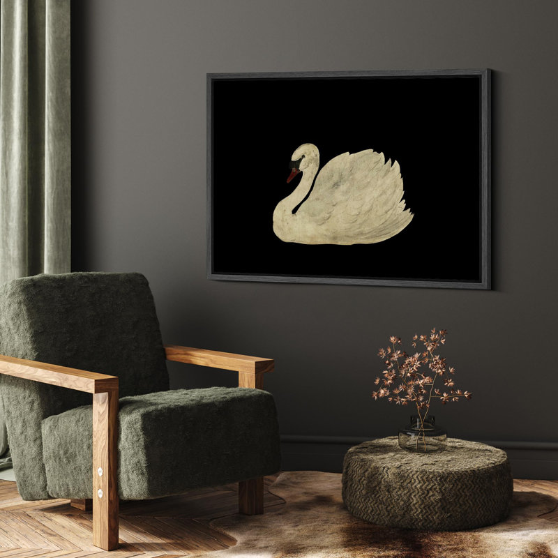 Élégant cygne, oiseaux gracieux, illustrations, campagne française rustique, Noir, H 36 po x l 24 po