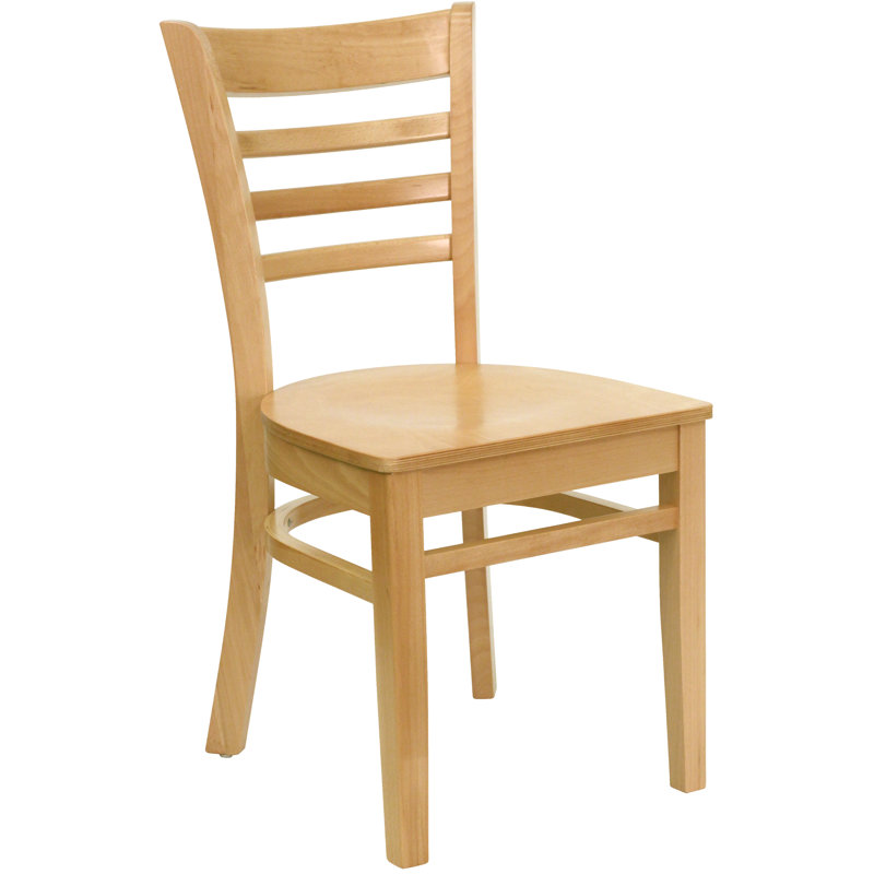 Lyman Ladder Back Wooden Restaurant Chair, Natural Wood, Seat Not Included