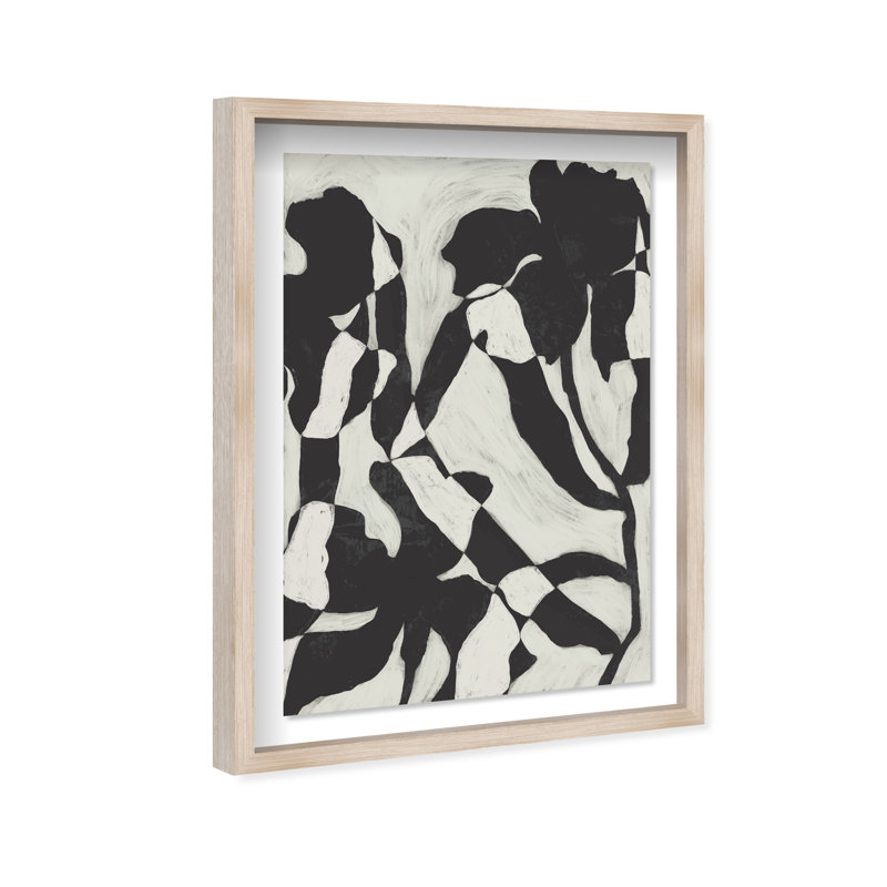Floral Contrast Print by Oliver Gal, Natural Oak Shadowbox, 17.5"H x 25.5"W