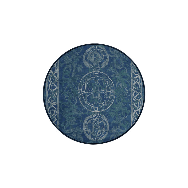 Machine Washable Gray Area Rug, Round 5'