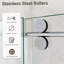Porte de douche coulissante simple sans cadre de 44 à 48 po x H 76 po - Verre trempé transparent de 5/16 po (8 mm), conception de dérivation avec finition chromée