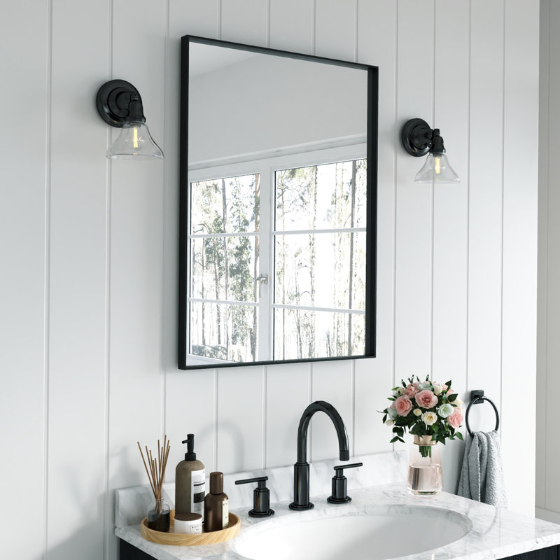 Miroir mural Earsell, 22 po x 30 po, Noir