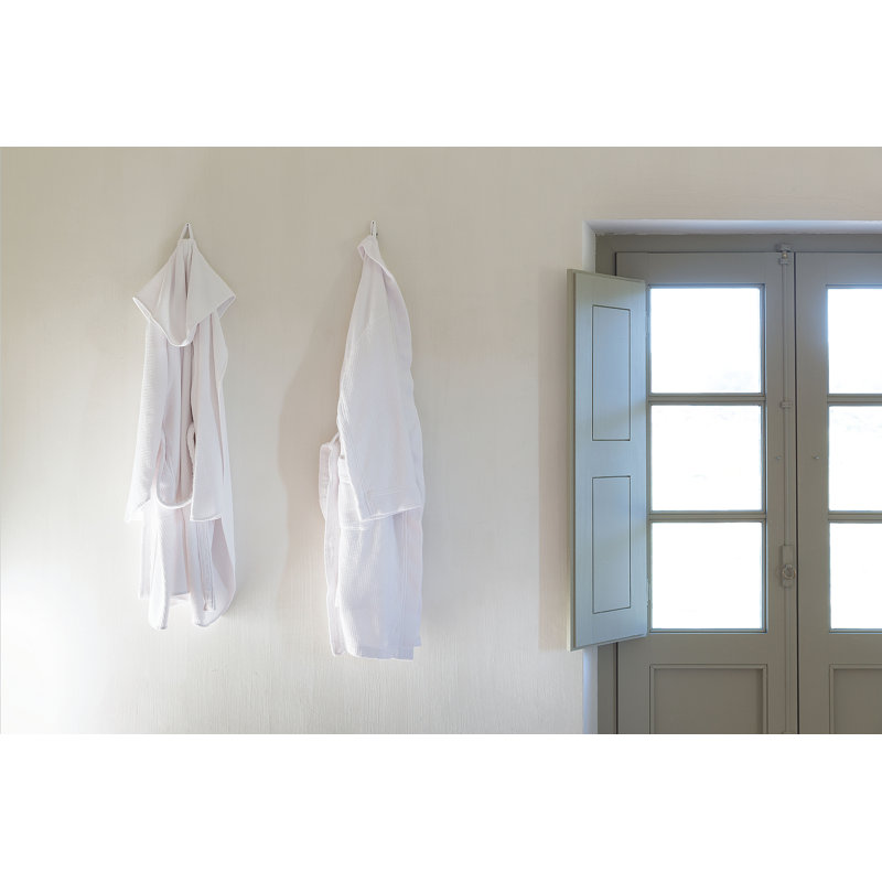 Chess 100% Cotton Waffle Bathrobe, M, White