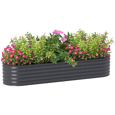 Galvanized Raised Garden Bed Kit, Outdoor Metal Elevated Planter Box with Safety Edging, Easy DIY Stock Tank for Growing Flowers, Herbs & Vegetables
