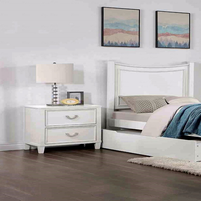 Table de chevet en bois massif Transition, Blanc