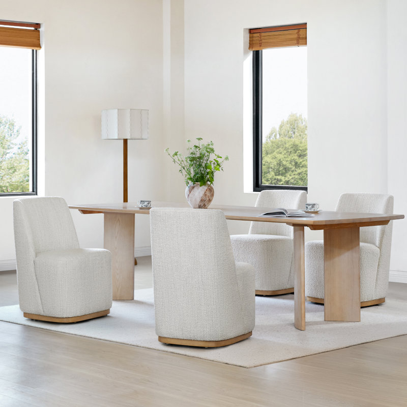 Chaises de salle à manger rembourrées Geelt, Polyester perle