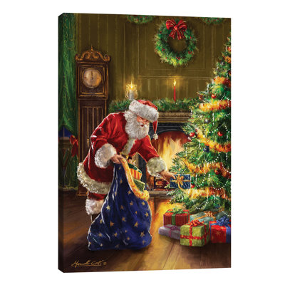 Santa At Tree Sack by Marcello Corti - Wrapped Canvas Print