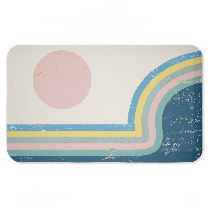 Tapis de sol rétro avec arc-en-ciel imprimé anti-fatigue, design par Ziwei Li, Retro Rainbow Arches